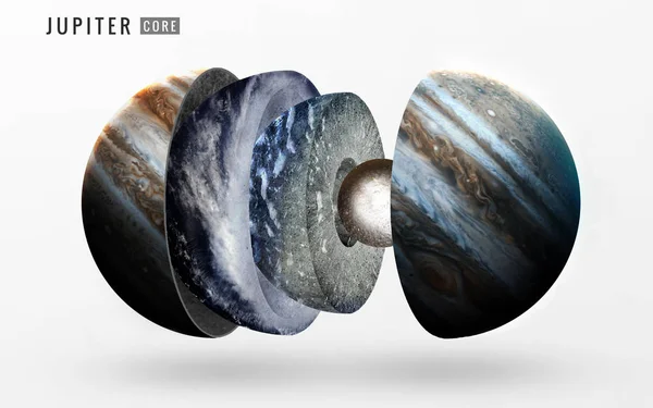 木星的内部结构。这幅图像由美国国家航空航天局提供的元素 — 图库照片