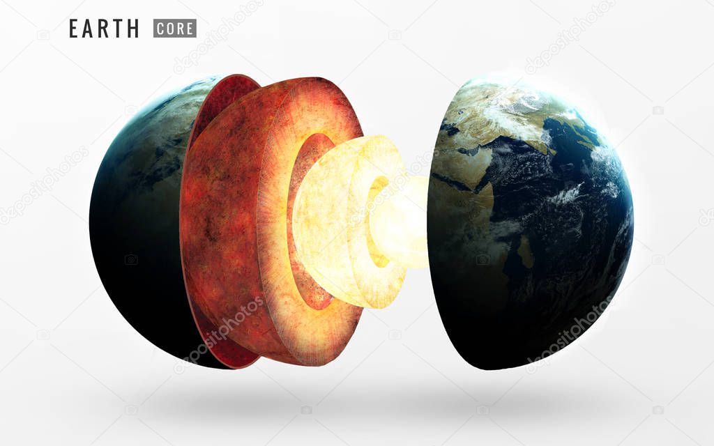 Earth inner structure. Elements of this image furnished by NASA