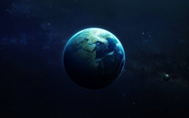 Dünya - Yüksek çözünürlüklü güzel sanat Güneş Sistemi 'nin gezegenini sunar. NASA tarafından desteklenen bu görüntü ögeleri