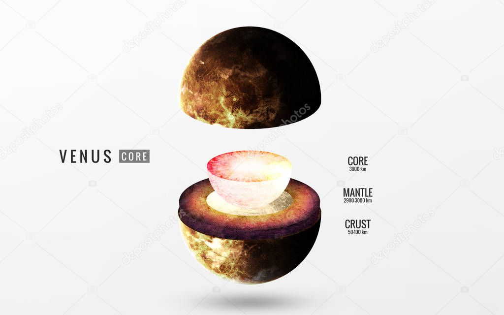 Venus inner structure. Elements of this image furnished by NASA