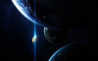Derin uzay sanat. Nebulanın, gezegenler, galaksiler ve yıldızlar güzel kompozisyon. Duvar kağıdı için harika ve yazdırma. Nasa tarafından döşenmiş bu görüntü unsurları