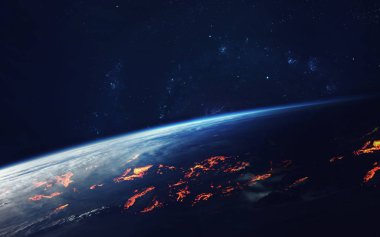 Derin uzay sanat. Nebulanın, gezegenler gökadaları ve yıldız güzel kompozisyon. Duvar kağıdı için harika ve yazdırma. Nasa tarafından döşenmiş bu görüntü unsurları