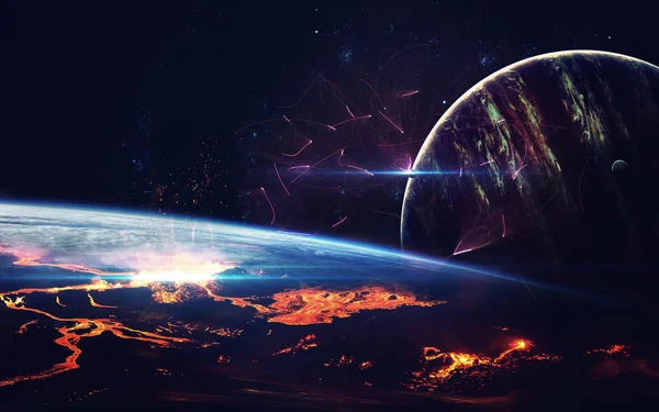 Planeta Explosão - Apocalipse - Fim do Tempo. Elementos desta imagem fornecidos pela NASA — Fotografia de Stock