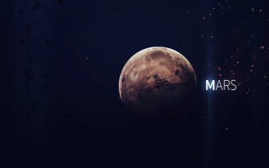 Mars - yüksek çözünürlüklü güzel sanat Güneş Sistemi gezegenini sunar. NASA tarafından desteklenen bu görüntü ögeleri