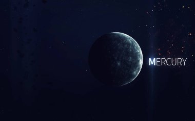 Merkür - yüksek çözünürlüklü güzel sanat Güneş Sistemi 'nin gezegenini sunar. NASA tarafından desteklenen bu görüntü ögeleri