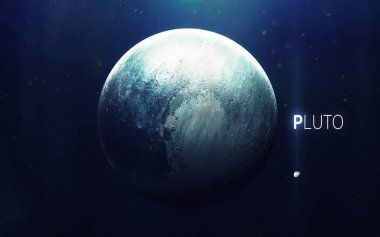 Plüton - yüksek çözünürlüklü güzel sanat güneş sisteminin gezegenini sunar. NASA tarafından desteklenen bu görüntü ögeleri