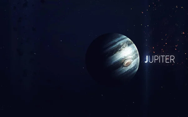 木星-高分辨率美丽的艺术展现了太阳系的行星.这个图像元素由NASA提供 — 图库照片