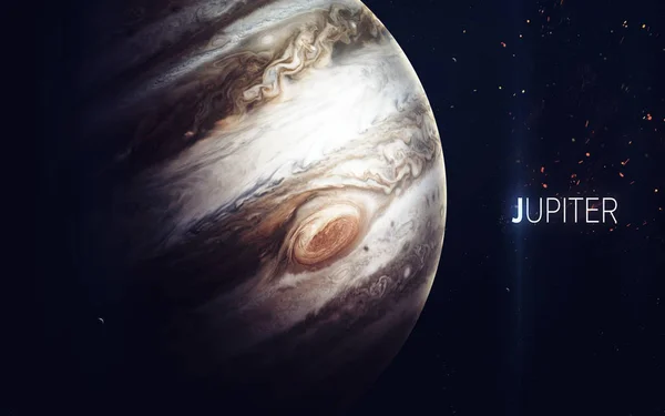 Jupiter - Krásné umění s vysokým rozlišením představuje planetu sluneční soustavy. Tento obrázek prvky poskytnuté NASA — Stock fotografie