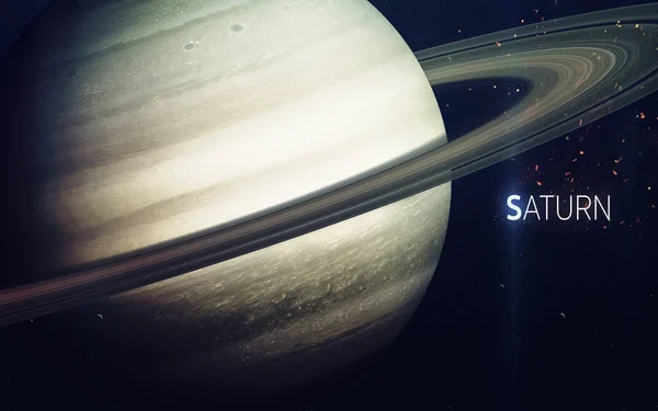 土星-高分辨率美丽的艺术展现了太阳系的行星.这个图像元素由NASA提供 — 图库照片