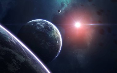 Soyut uzay wallpaper. Evren yıldız, Nebulanın, galaksiler ve gezegenler ile dolu. Nasa tarafından döşenmiş bu görüntü unsurları