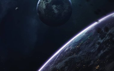 Soyut uzay wallpaper. Evren yıldız, Nebulanın, galaksiler ve gezegenler ile dolu. Nasa tarafından döşenmiş bu görüntü unsurları
