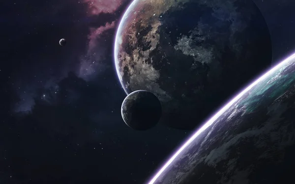Arte espacial, increíblemente hermoso fondo de pantalla de ciencia ficción. Universo sin fin. Elementos de esta imagen proporcionados por la NASA — Foto de Stock