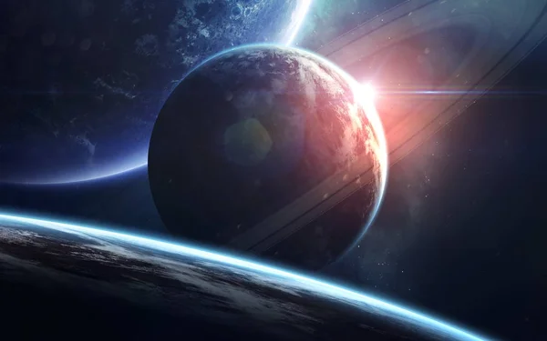 Arte espacial, increíblemente hermoso fondo de pantalla de ciencia ficción. Universo sin fin. Elementos de esta imagen proporcionados por la NASA — Foto de Stock