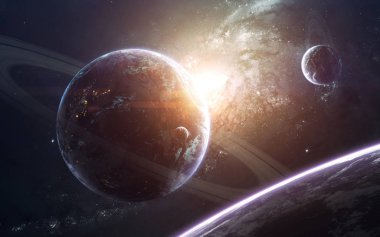 Uzayın derinliklerinde muhteşem bir galaksi. Sonsuz evrenin yıldız alanları. Bu görüntünün elementleri NASA tarafından desteklenmektedir