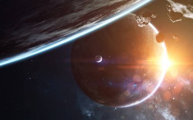 Kozmik manzara, sonsuz derin uzayı olan güzel bilim kurgu duvar kağıdı. Bu görüntünün elementleri NASA tarafından desteklenmektedir