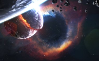 Kara delik. Solucan deliği. Bilim kurgu sanatı. Bu görüntünün ögeleri