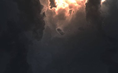 Uzayın derinliklerinde nebula. Gaz ve toz bulutları. Bu görüntünün ögeleri