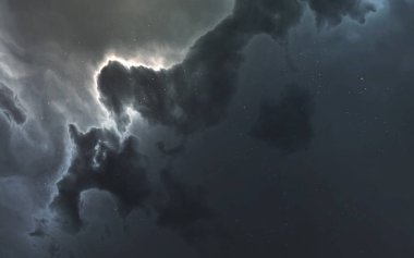 Uzayın derinliklerinde nebula. Gaz ve toz bulutları. Bu görüntünün ögeleri