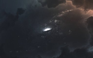 Uzayın derinliklerinde nebula. Gaz ve toz bulutları. Bu görüntünün ögeleri