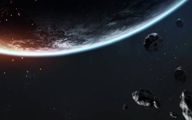 Uzay sanatı. Uzayın keşfi. Fevkalade bilim kurgu canlandırması. Bu görüntünün elementleri NASA tarafından desteklenmektedir