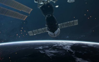 Uzay arkaplanı Dünya, bilim kurgu görüntüleriyle dolu. Elementler