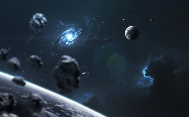 Derin uzay fantastik gezegenleri, bilim kurgu evrenleri. Ögeler o