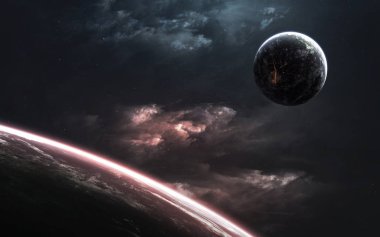 Derin uzay fantastik gezegenleri, bilim kurgu evrenleri. Ögeler o