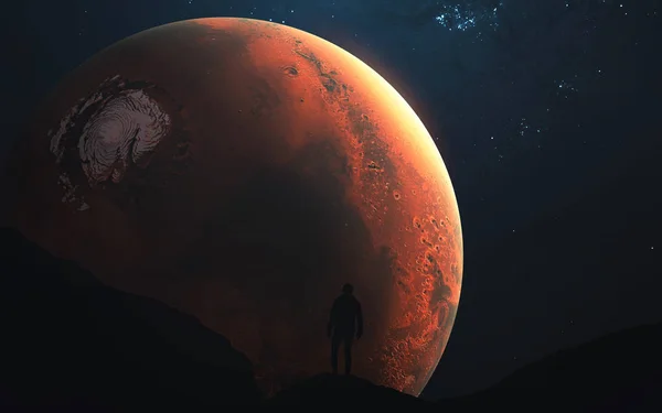 Exploración de Marte, Planeta del Sistema Solar. Misión InSight. E — Foto de Stock