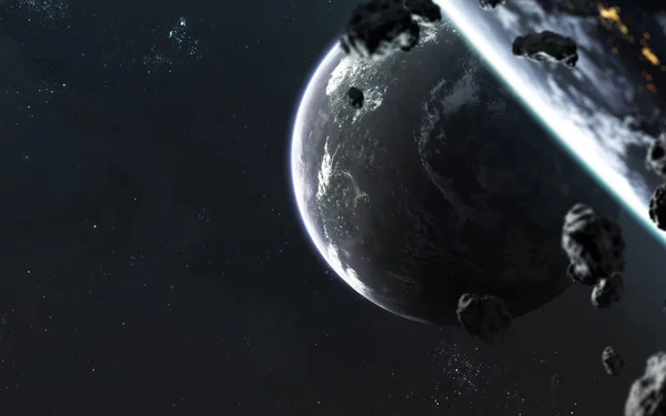Planeter i rymden, kosmiskt landskap. Fantastisk science fiction — Stockfoto