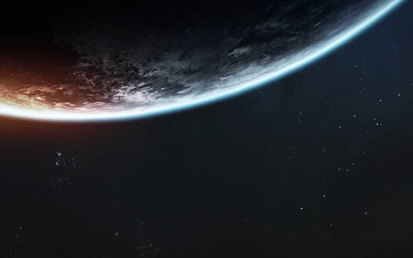 Arte espacial. Exploração do espaço. Impressionante renderização de ficção científica. Elementos desta imagem fornecidos pela NASA — Fotografia de Stock
