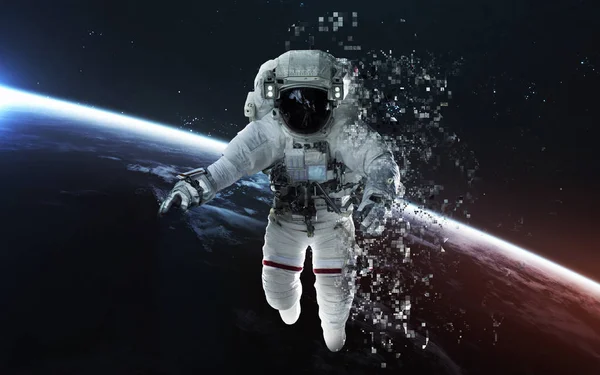 Moderne Kunst des Astronauten im Weltraum. Verpixelung. Elemente der — Stockfoto