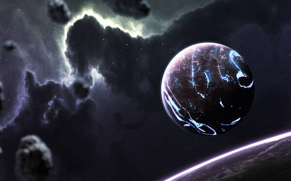 Планеты глубокого космоса, фантастика космического ландшафта
