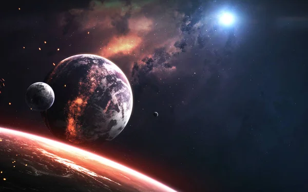 Realistic planet render, deep space visualisation. Elements of t — ストック写真