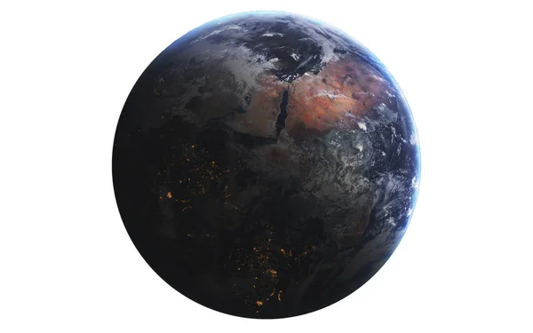 Earth. Highly detailed solar system planet render isolated on wh — Stock Photo, Image