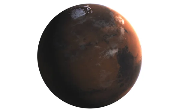 Mars. Mycket detaljerad planet solsystemet isolera på whi — Stockfoto