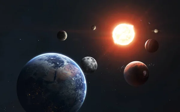 Naprendszer és Nap. Elemei ezt a képet által nyújtott Nasa — Stock Fotó