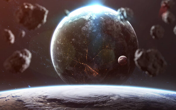 Глубокий космос фантастические планеты, научно-фантастический космос. Элементы o
