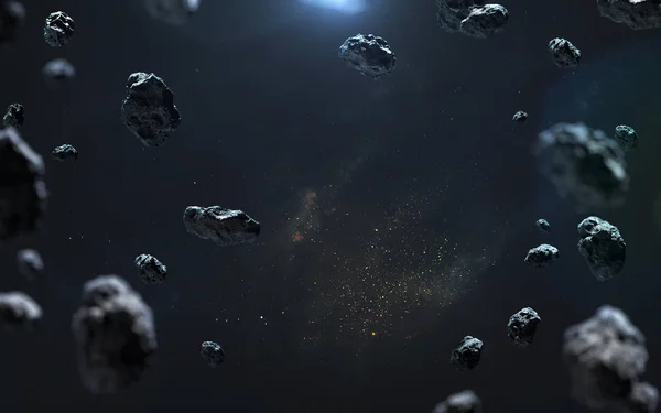 小行星场，陨石。 此图像的内容由 — 图库照片
