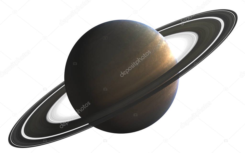 Saturn. Highly detailed solar system planet render isolated on w