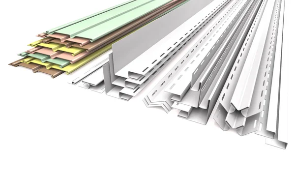Panel siding ve beyaz zemin üzerine profilleri (3d çizim — Stok fotoğraf