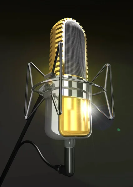 Επαγγελματικό μικρόφωνο είναι στο περίπτερο (3d απεικόνιση). — Φωτογραφία Αρχείου