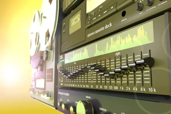 Stack of sound radio equipment (3d illustration).