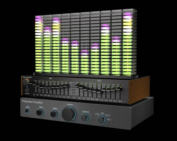 Equipo Audio Vintage Amplificador Ecualizador Analizador Espectro Están Estudio Grabación — Foto de Stock