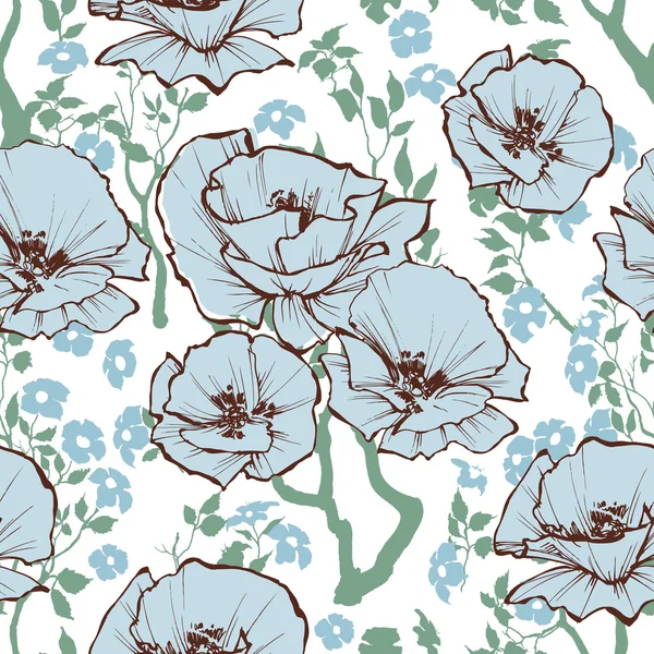 Motif fleurs bleues — Image vectorielle