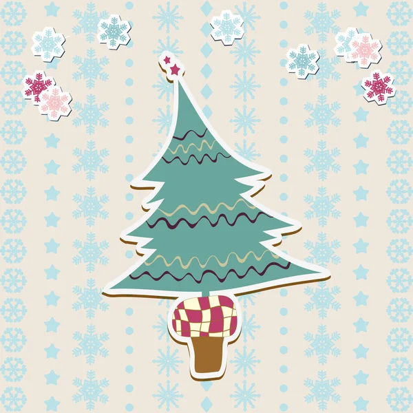 Arbre de Noël. Carte de Noël mignon — Image vectorielle