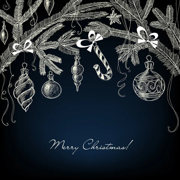 Christmas ornaments white over dark background — Stockový vektor