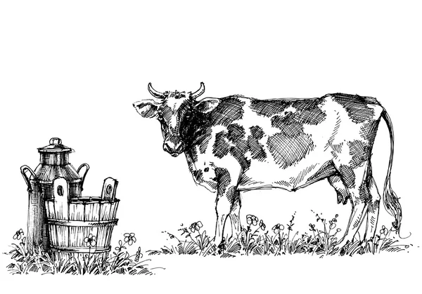 Cow and milk vector set — Διανυσματικό Αρχείο