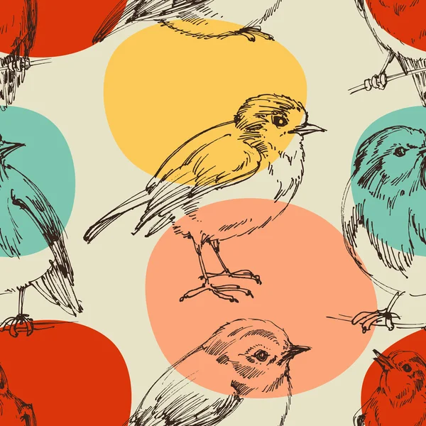 Cute vogels naadloze patroon — Stockvector