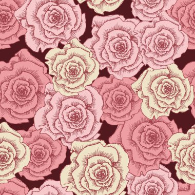 Vintage pembe Gül seamless modeli