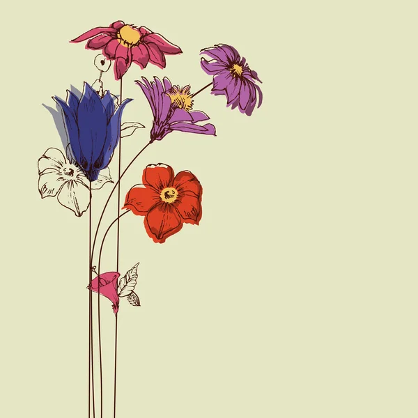 Floral samenstelling in felle kleuren — Stockvector